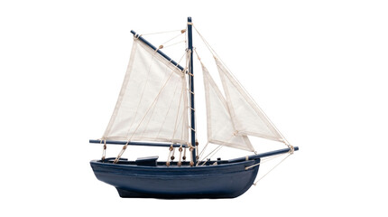 Small model sailboat with white sails and a dark hull perfect for nautical themes. © Png ProTeam