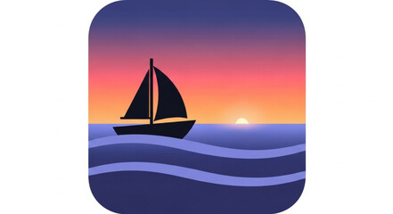 Naklejka premium Sailboat at Sunset Over Ocean