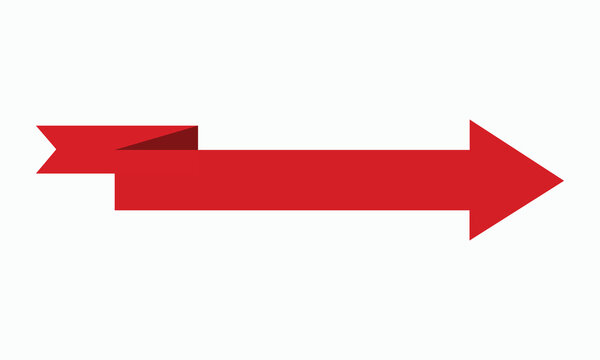 Red arrow ribbon banner vector graphic illustration, isolated on white background, design element for presentations, websites, and marketing materials.