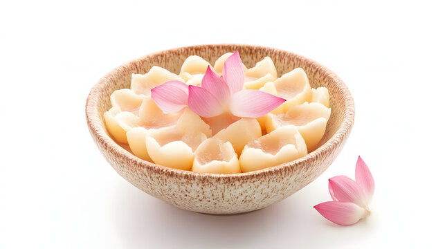 Khanom Kleeb Lamduan (a type of Thai cookie) on a white background.