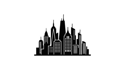 Obraz premium Vector illustration of black silhouette of a modern city skyline on a transparent background