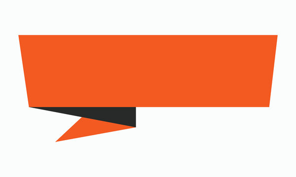 Orange folded speech bubble banner vector graphic illustration, isolated on white background, design element for presentations, websites, and marketing materials.