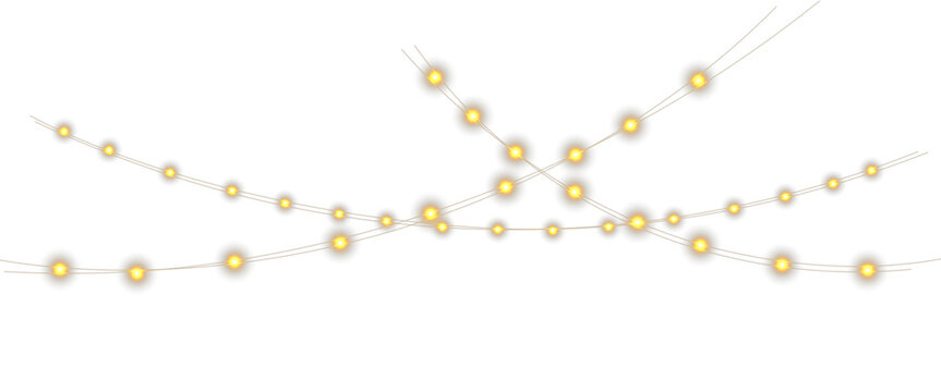 Vector Christmas garland on an isolated transparent background. Light, light garland PNG, Christmas decoration