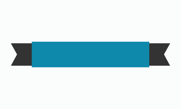 Blue banner with black end tabs, horizontal layout, isolated on white background, simple design, graphic element.