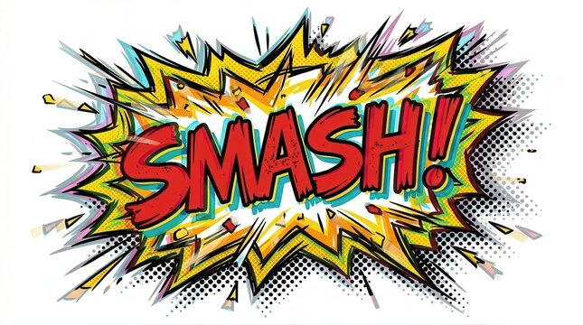 Comic Book "SMASH!" Sound Effect Explosion Banner