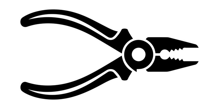 A stark black silhouette depicts a pair of combination pliers showcasing their functional design silhouette high quality professional, pro