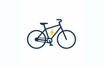 Obraz premium Electric bicycle line icon with lightning bolt symbol