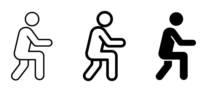 Human Figure Icons, Sitting Pose Vector Set, Simple Silhouette Figures for User Interface and Web Design