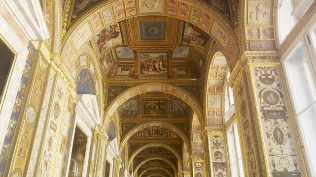 The interiors of the Raphael Loggia in the Hermitage Museum in St. Petersburg, Russia.