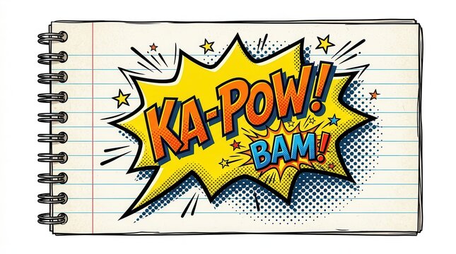 Comic Book Sound Effects In Notebook - Ka-pow! Bam!