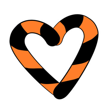 Heart striped candy cane orange black halloween