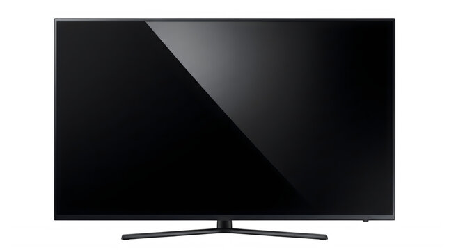 Flat Screen Smart TV &mdash; Modern Widescreen LED Television on Stand, HD Home Entertainment Display, Isolated Cutout

