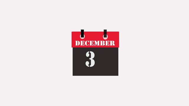 31 December month calender. Calender simple icon animation date change time month. Date counting calendar.Glowing animation on white background.