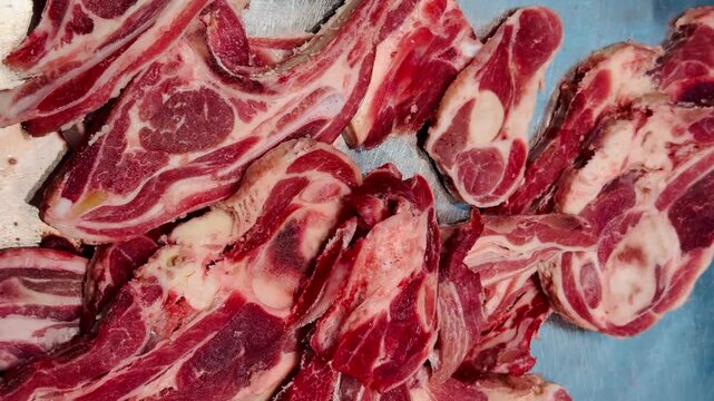 Fresh lamb Meat with bone in the market 