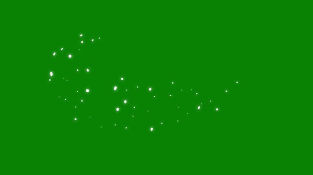 Glowing twinkling glitter stars trail animation, fairy dust sparkle shimmer line, golden magic particles, white shining star bokeh, luxury sparkle path effect 4K video on green screen background