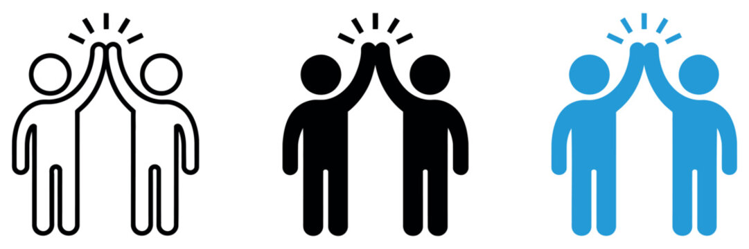 High five icon set. Teamwork symbol. Simple pictogram collection for collaboration, partnership, success, celebration, cooperation and community engagement design.
