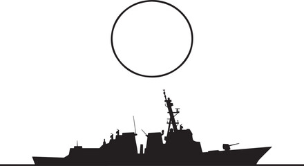 Obraz premium Silhouette of a modern naval warship destroyer veterans day