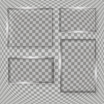 Silver metallic squares with rounded edges on transparent background geometric design