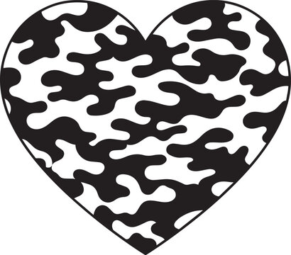Black and white camouflage heart shape pattern veterans day