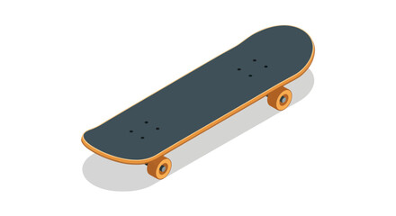 Isometric skateboard with dark deck and orange wheels © ridd