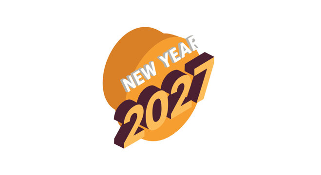 Bold isometric new year 2027 celebration graphic