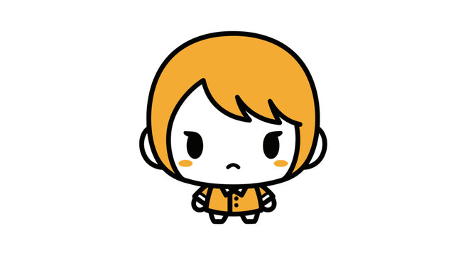 Grumpy chibi girl with yellow hair looking angry