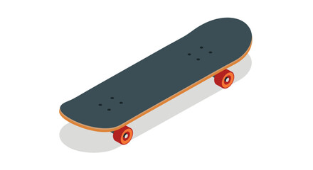 Isometric skateboard with orange wheels and black deck © kyle