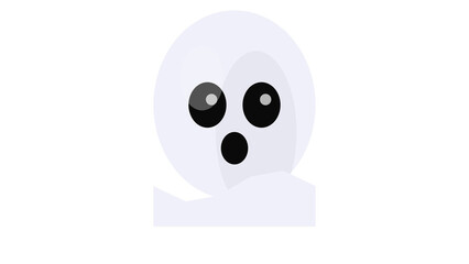Fototapeta premium Halloween ghost illustration with black eyes and mouth, isolated on transparent background