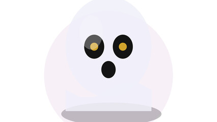 Obraz premium Cute ghost character with black eyes and mouth, isolated on transparent background