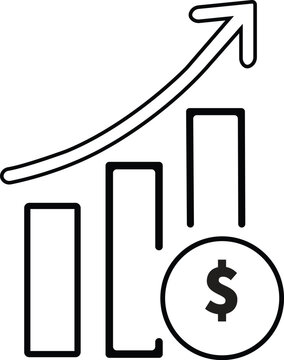 Financial growth icon with bar chart and dollar sign