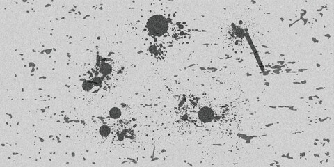 Abstract black spray paint dots on white paper, gritty distressed texture with ink splatters and charcoal spots. Urban grunge background for street art design, poster, overlay and © Syakira