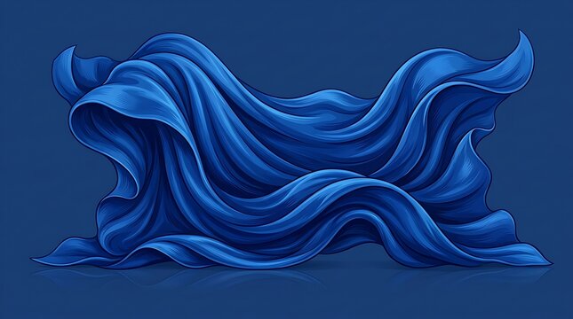 Elegant flowing blue fabric ripples on dark background