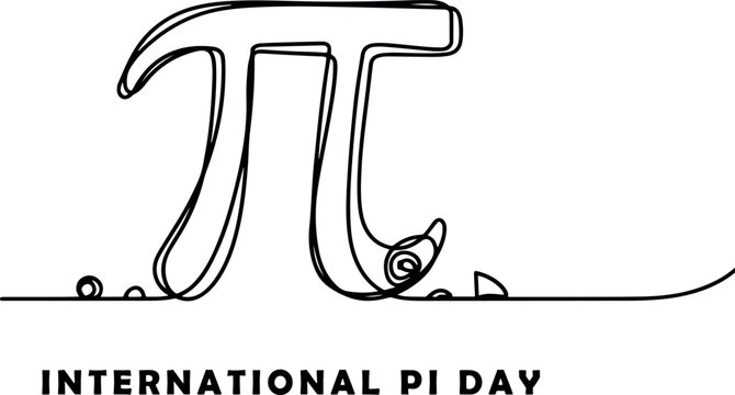 International Pi Day Continuous One Line Drawing of Pi Symbol Mathematical Constant Vector Illustration. One Line Vector Art