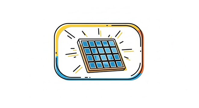 Solar Panel Energy Source Icon: Renewable Power Generation Concept
