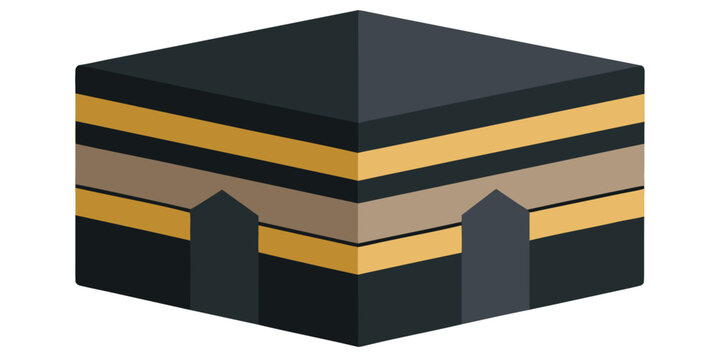 Kaaba in mecca, isometric vector illustration of islamic holy site, pilgrimage destination, hajj symbol.