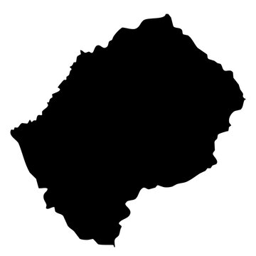 black silhouette map of Lesotho isolated on a transparent background 