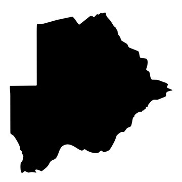 black silhouette map of Botswana isolated on a transparent background 