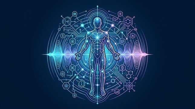 Cybernetic human body with digital circuit interface and sound waves