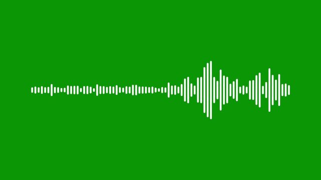 Abstract audio wave digital frequency, sound wave animated audio waveform spectrum animation, abstract neon musical signal beats motion graphic on green background. 4k video