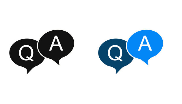 Question and Answer Speech Bubble Icons Set Isolated on Transparent Background, FAQ Chat Message Symbols, Q and A Conversation Dialog Icons in PNG
