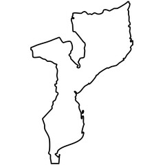 Fototapeta premium Mozambique black outline map isolated on a transparent background 