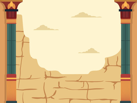 background featuring  Ancient Egyptian architecture, columns, background  for a presentation or text layout on the topic of  Egyptian mythology 
