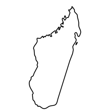 Madagascar black outline map isolated on a transparent background 