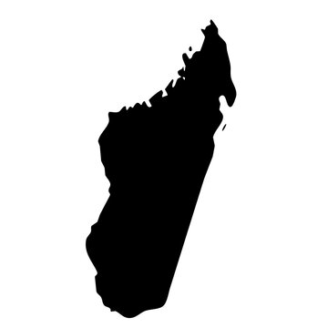 black silhouette map of Madagascar isolated on a transparent background 
