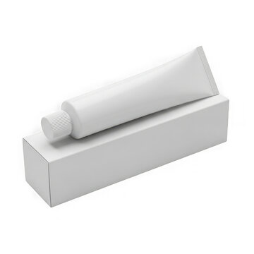 White toothpaste tube on box