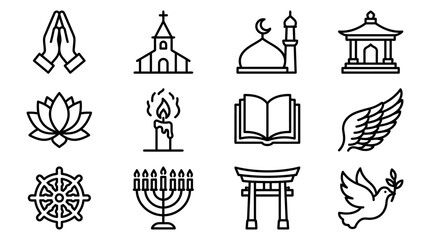 Diverse Religious Symbols Icons Set - Spirituality, Faith, Worship, Beliefs Collection © nenekmoyang