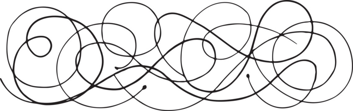 Abstract Hand Drawn Scribble Tangle Line Vector Illustration. One Line Icon Drawing