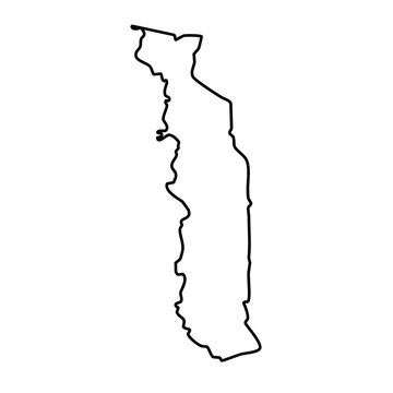 black outline map isolated on a transparent background 
