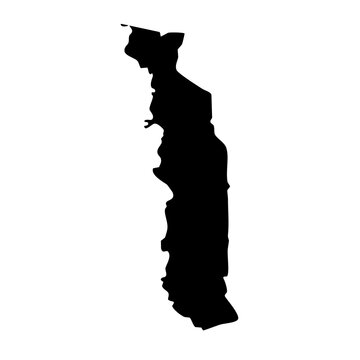 black silhouette map of Togo isolated on a transparent background 