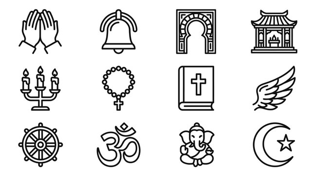 Diverse Religious Symbols and Icons Collection